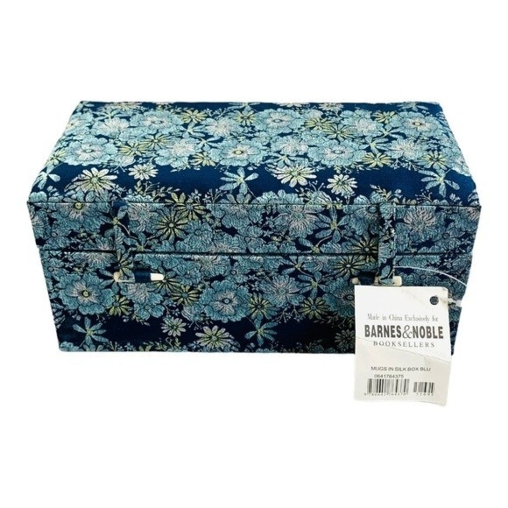 Barnes & Noble Floral Ceramic Mug Set of 2 Blue Multicolor Boxed Gift New - Picture 5 of 6
